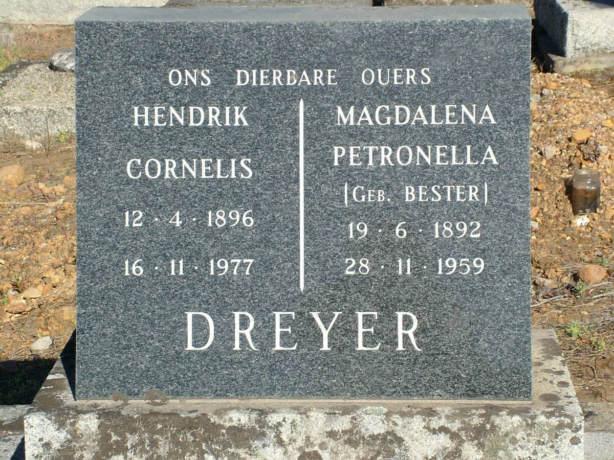 DREYER Hendrik Cornelis 1896-1977 &amp; Magdalena Petronella BESTER 1892-1959