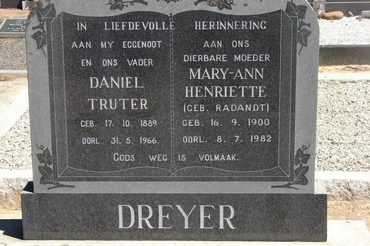 DREYER Daniel Truter 1889-1966 &amp; Mary-Ann Henriette RANDANT 1900-1982