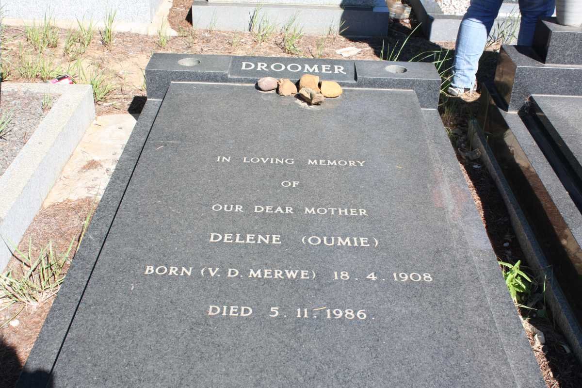 DROOMER Delene, nee V.D. MERWE 1908-1986