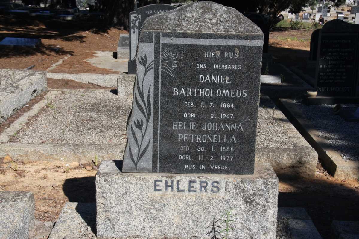 EHLERS Daniel Bartholomeus 1884-1967 &amp; Helie Johanna Petronella 1888-1977
