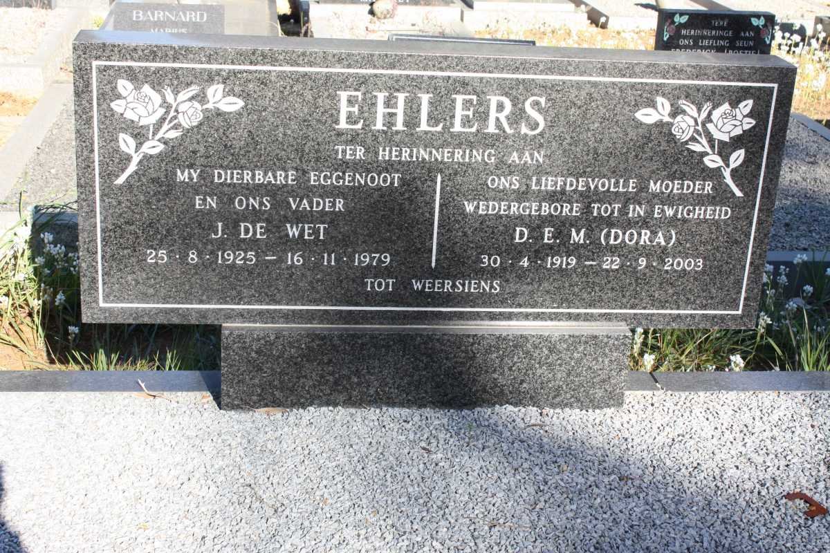 EHLERS J. de Wet 1925-1979 &amp; D.E.M. 1919-2003