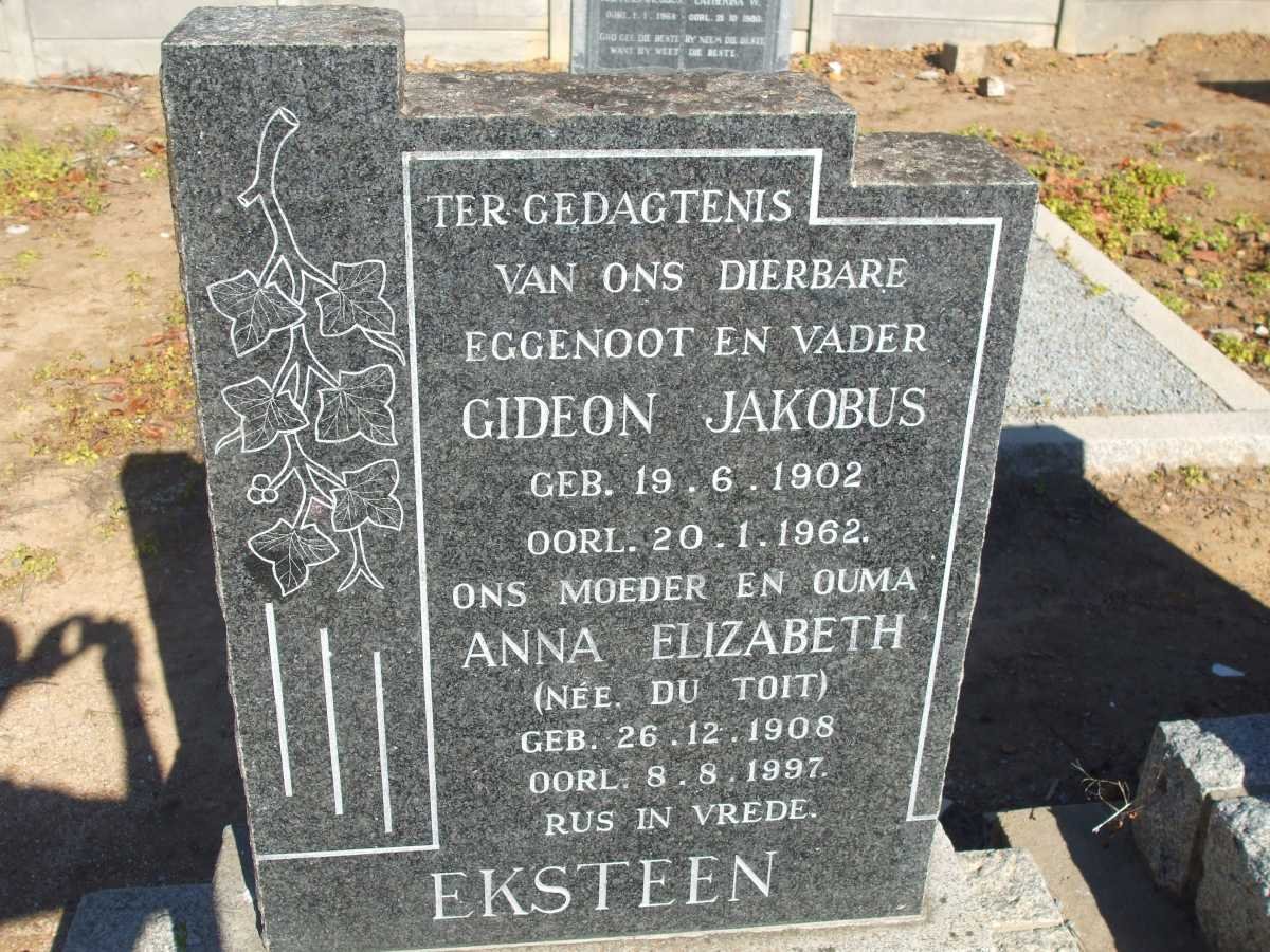 EKSTEEN Gideon Jakobus 1902-1962 &amp; Anna Elizabeth DU TOIT 1908-1997