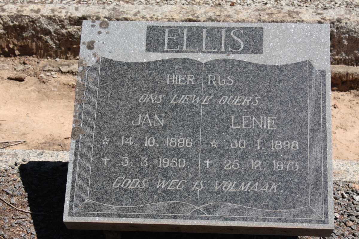 ELLIS Jan 1896-1950 &amp; Lenie 1898-1973
