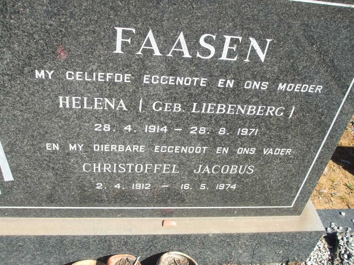FAASEN Christoffel Jacobus 1912-1974 &amp; Helena LIEBENBERG 1914-1971
