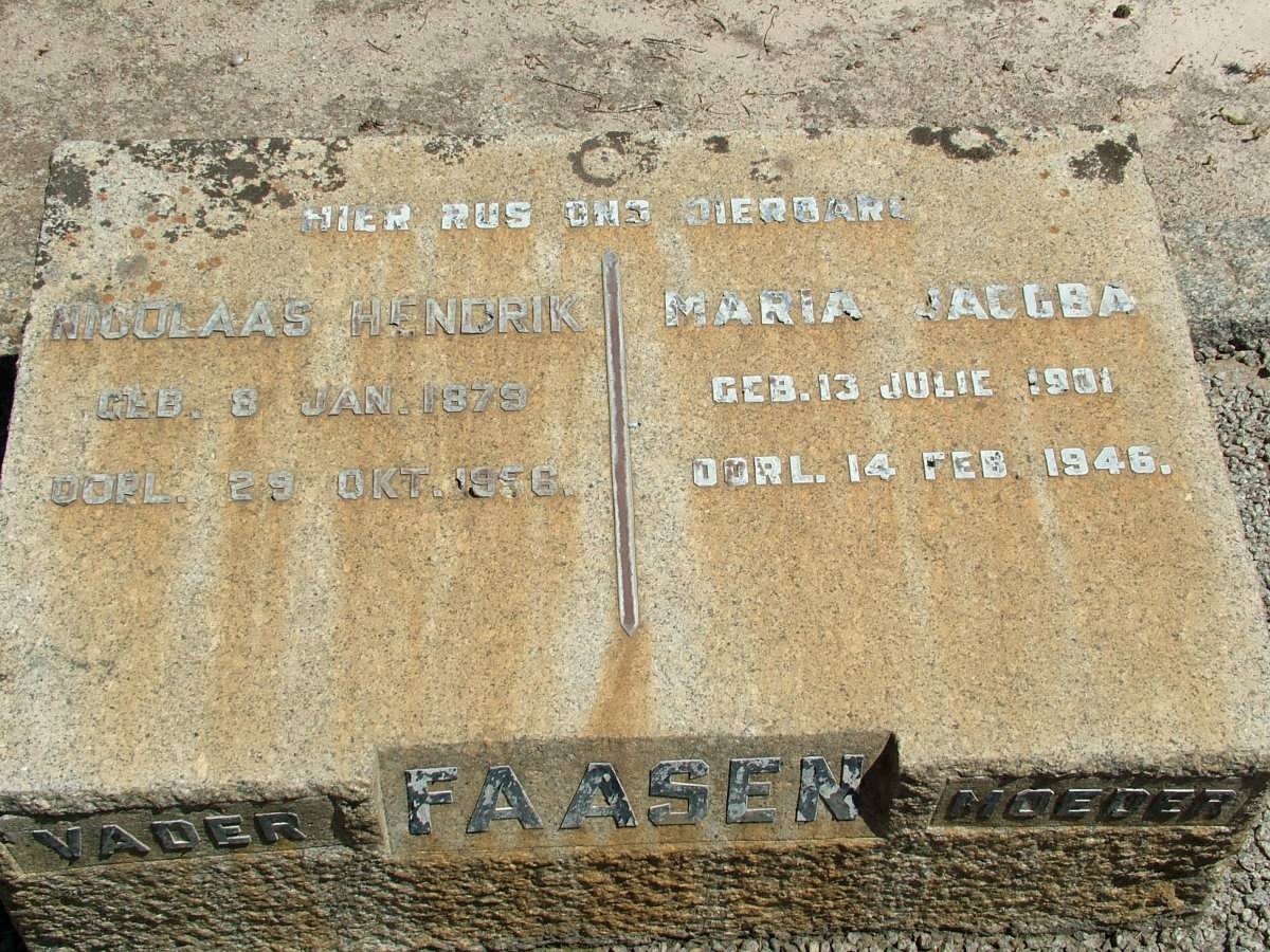 FAASEN Nicolaas Hendrik 1879-1956 &amp; Maria Jacoba 1901-1946