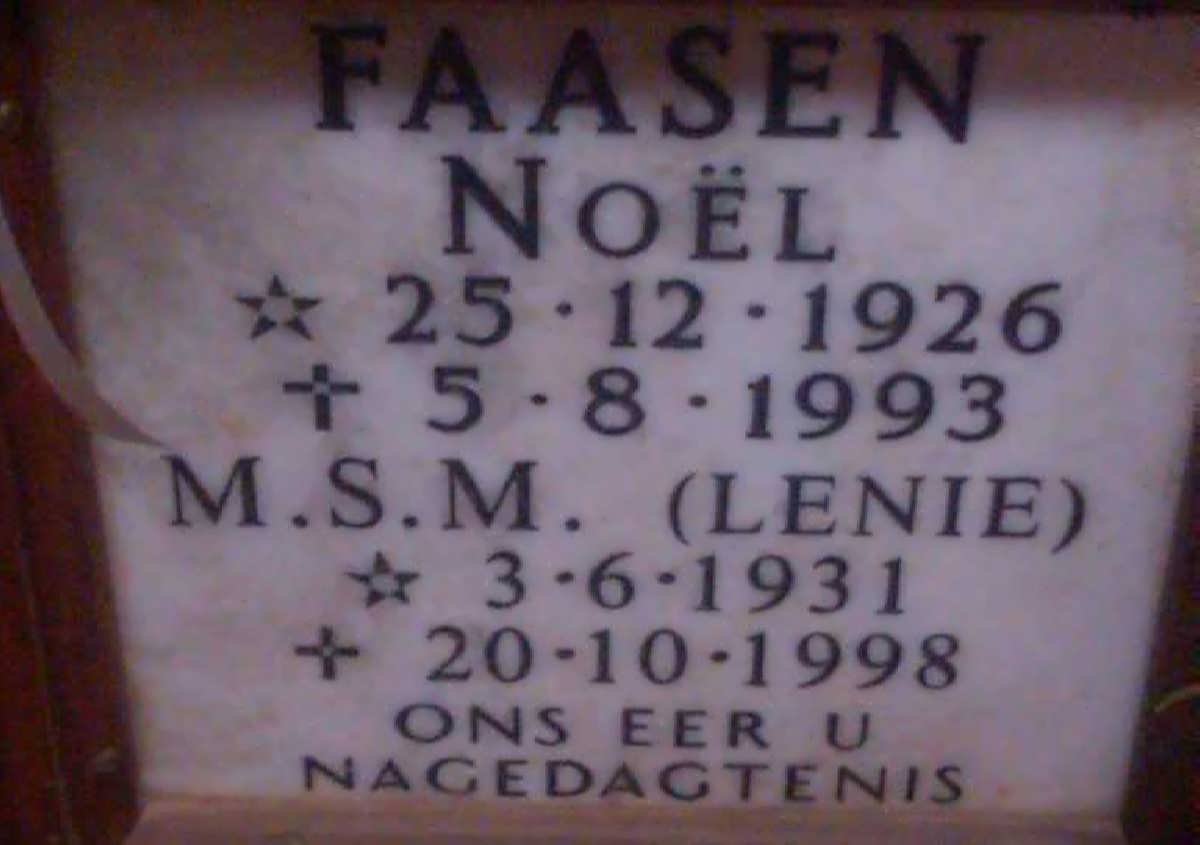 FAASEN Noël 1926-1993 &amp; M.S.M. 1931-1998