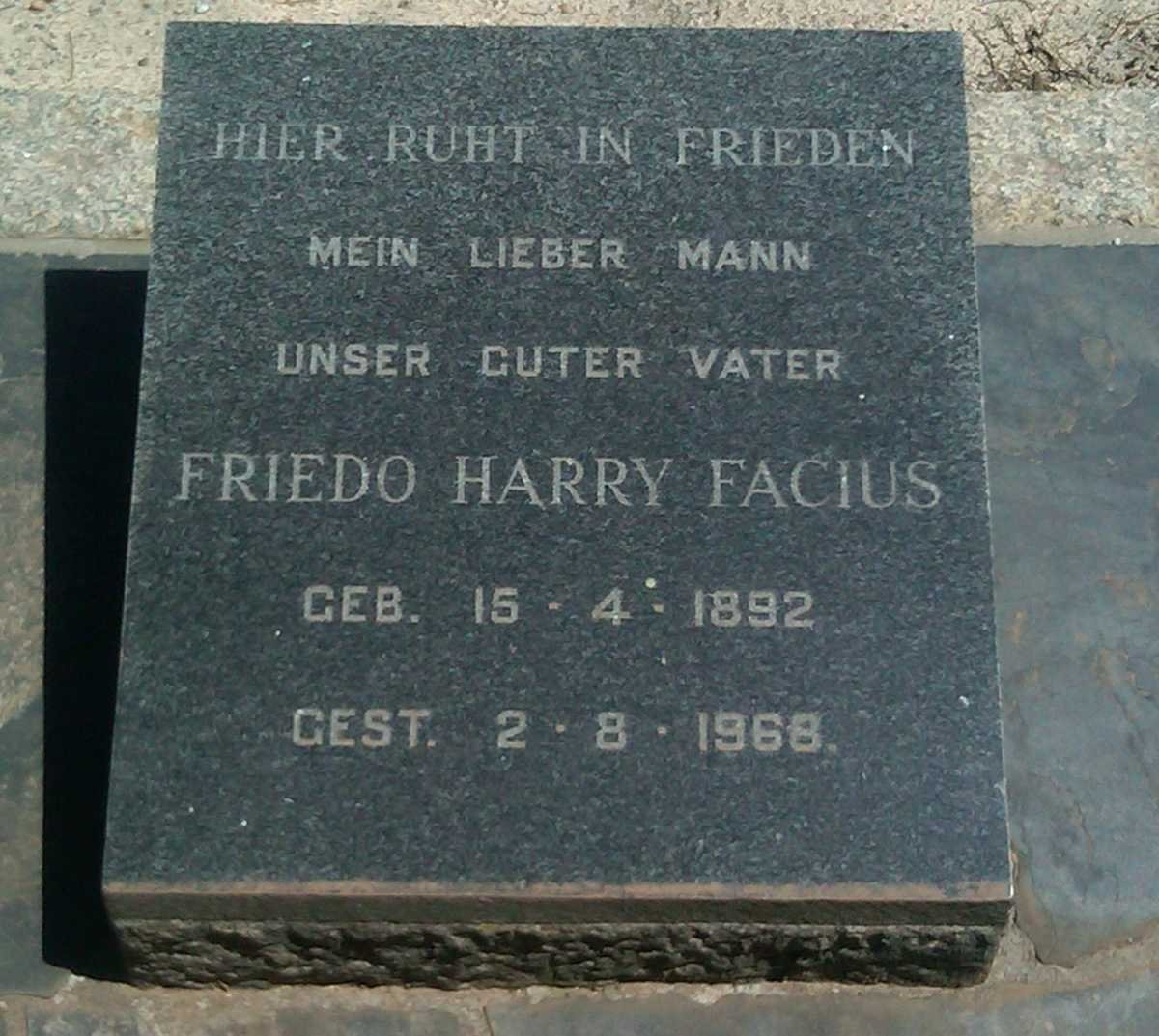 FACIUS Friedo Harry 1892-1968