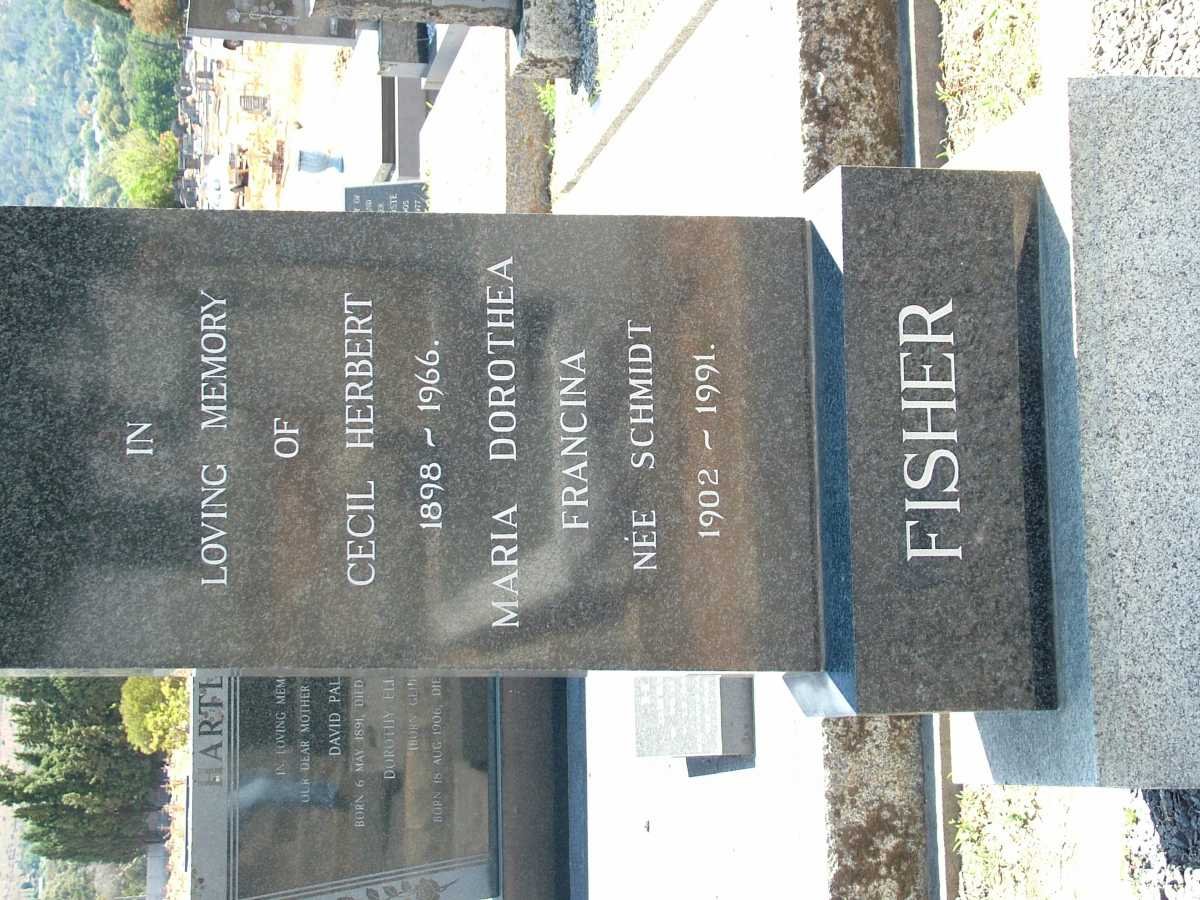 FISHER Cecil Herbert 1898-1966 &amp; Maria Dorothea Francina SCHMIDT 1902-1991