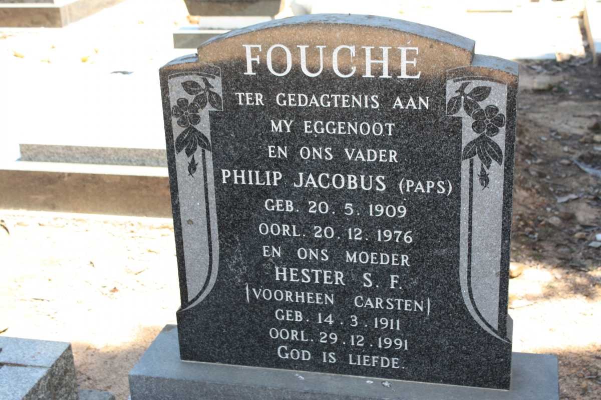 FOUCHE Philip Jacobus 1909-1976 &amp; Hester S.F. CARSTEN 1911-1991