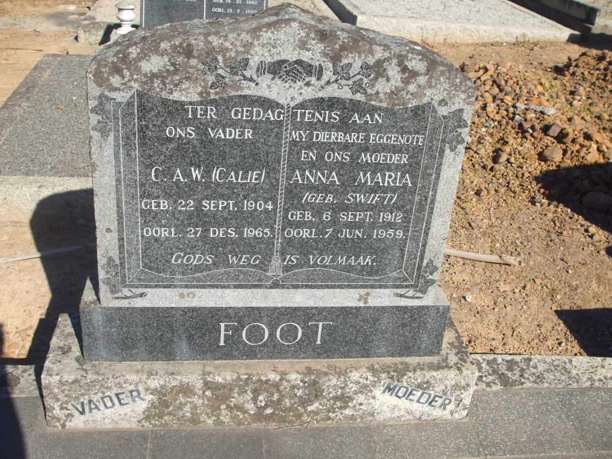 FOOT C.A.W. 1904-1965 &amp; Anna Maria SWIFT 1912-1959