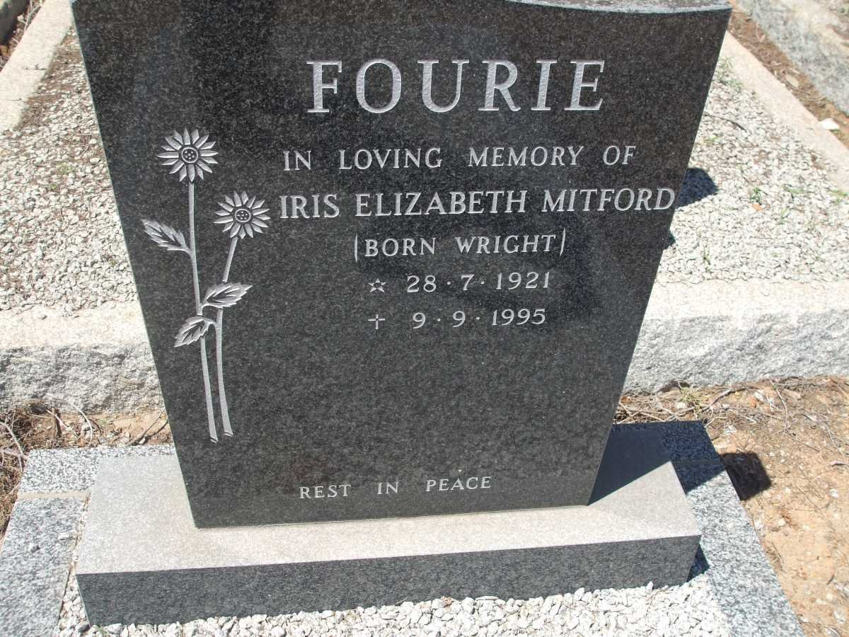 FOURIE Iris Elizabeth Mitford born WRIGHT 1921-1995