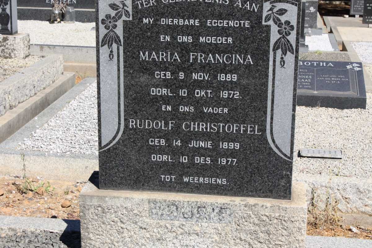 FOURIE Rudolf Christoffel 1899-1977 &amp; Maria Francina 1889-1972
