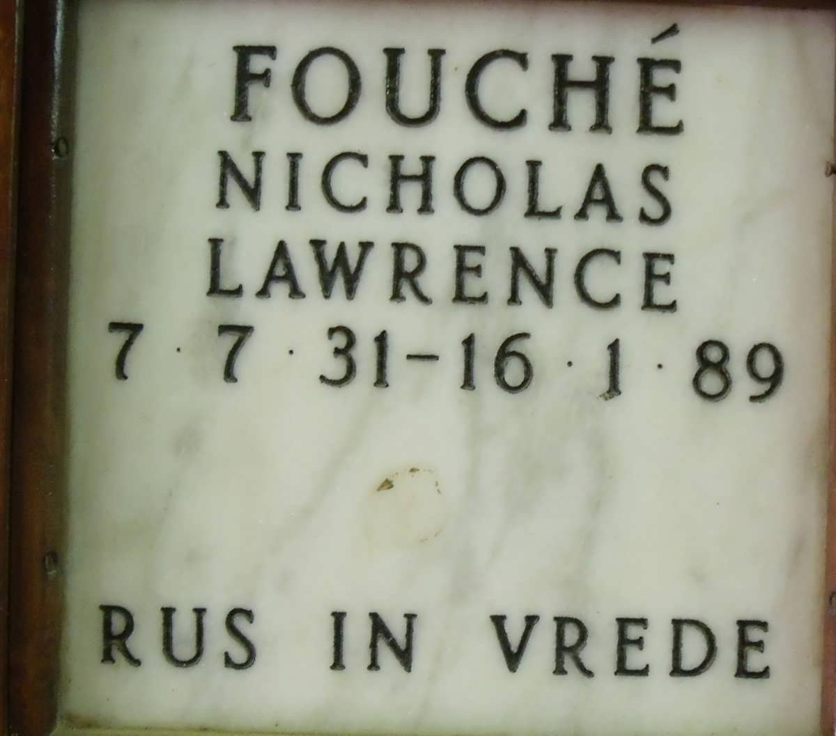 FOUCHÉ Nicholas Lawrence 1931-1989