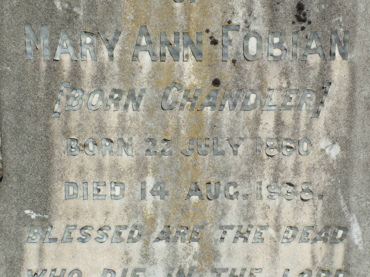 FOBIAN Carl W.F. 1860-1948 &amp; Mary Ann CHANDLER 1860-1938