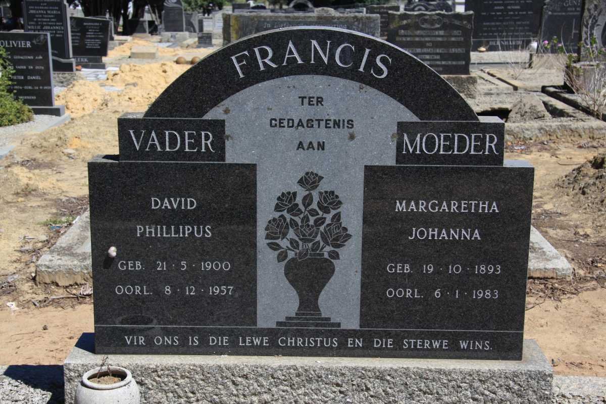 FRANCIS David Philipus 1900-1957 &amp; Margaretha Johanna 1893-1983