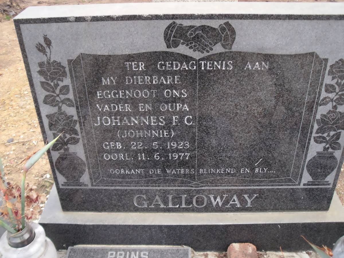 GALLOWAY Johannes F.C. 1923-1977 :: PRINS Elizabeth Magdalena nee GALLOWAY 1955-2002