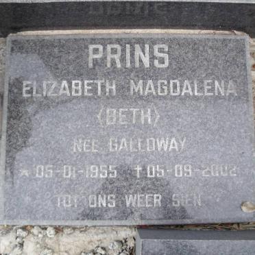 GALLOWAY Johannes F.C. 1923-1977 :: PRINS Elizabeth Magdalena nee GALLOWAY 1955-2002