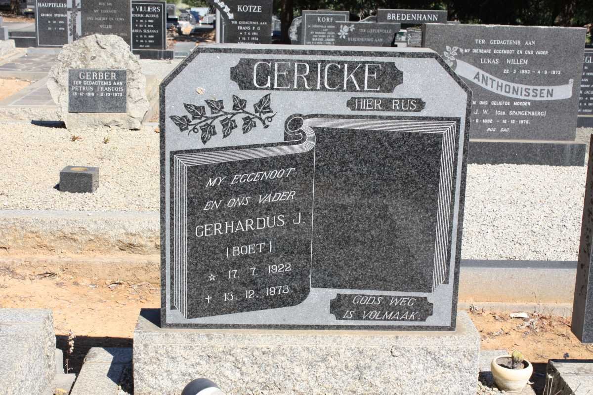 GERICKE Gerhardus J. 1922-1973