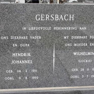 GERSBACH Hendrik Johannes 1911-1992 &amp; Wilhelmina LOCKIE 1912-1985