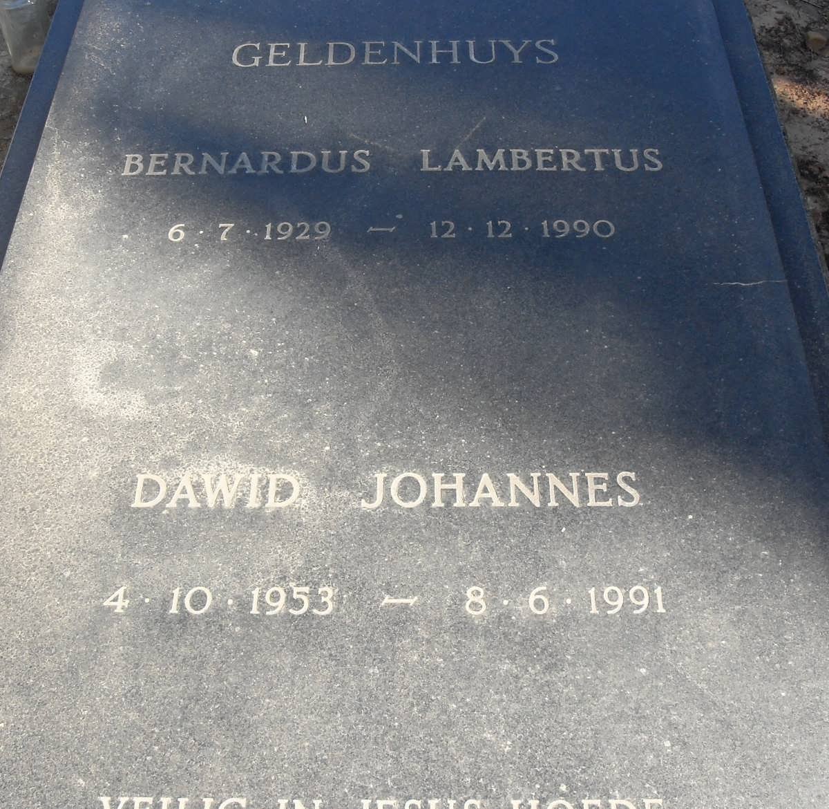 GELDENHUYS Bernardus Lambertus 1929-1990 :: GELDENHUYS Dawid Johannes 1953-1991