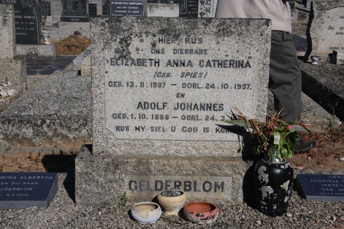 GELDERBLOM Adolf Johannes 1886- &amp; Elizabeth Anna Catharina SPIES 1887-1957