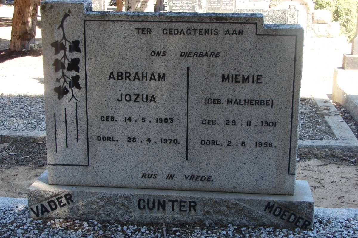 GENTER Abraham Jozua 1903-1970 &amp; Miemie MALHERBE 1901-1958