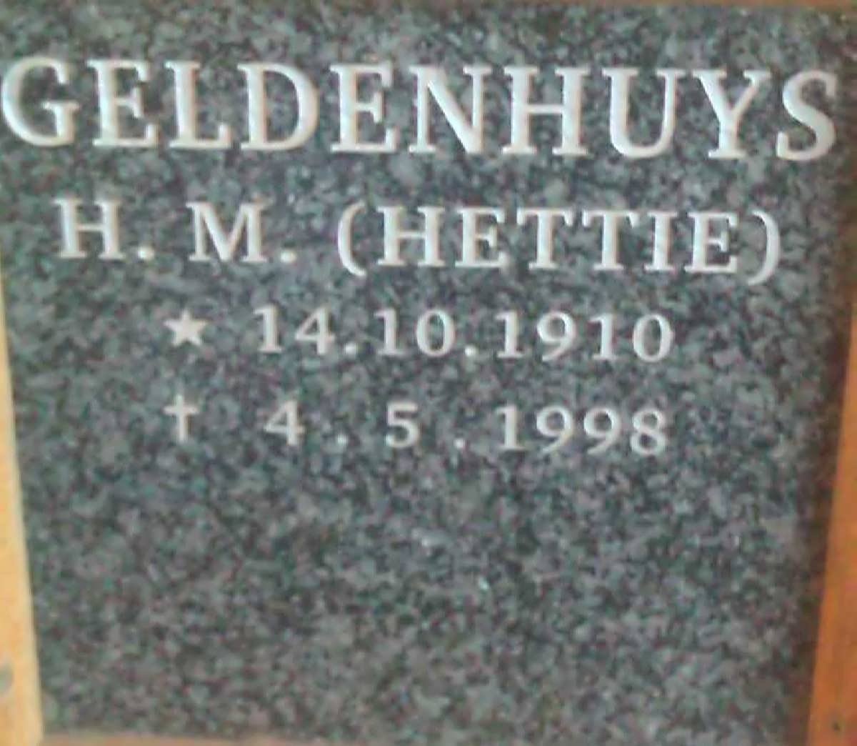 GELDENHUYS H.M. 1910-1998