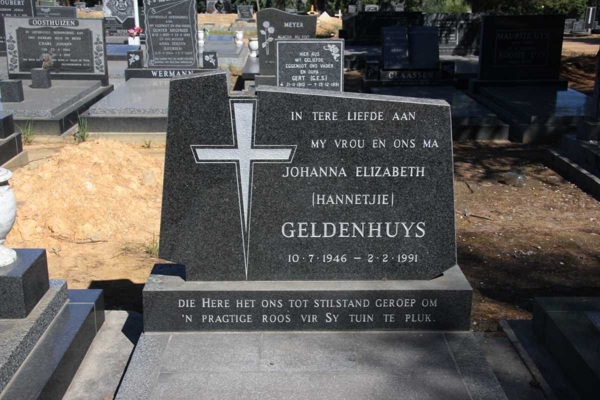 GELDENHUYS Johanna Elizabeth 1946-1991