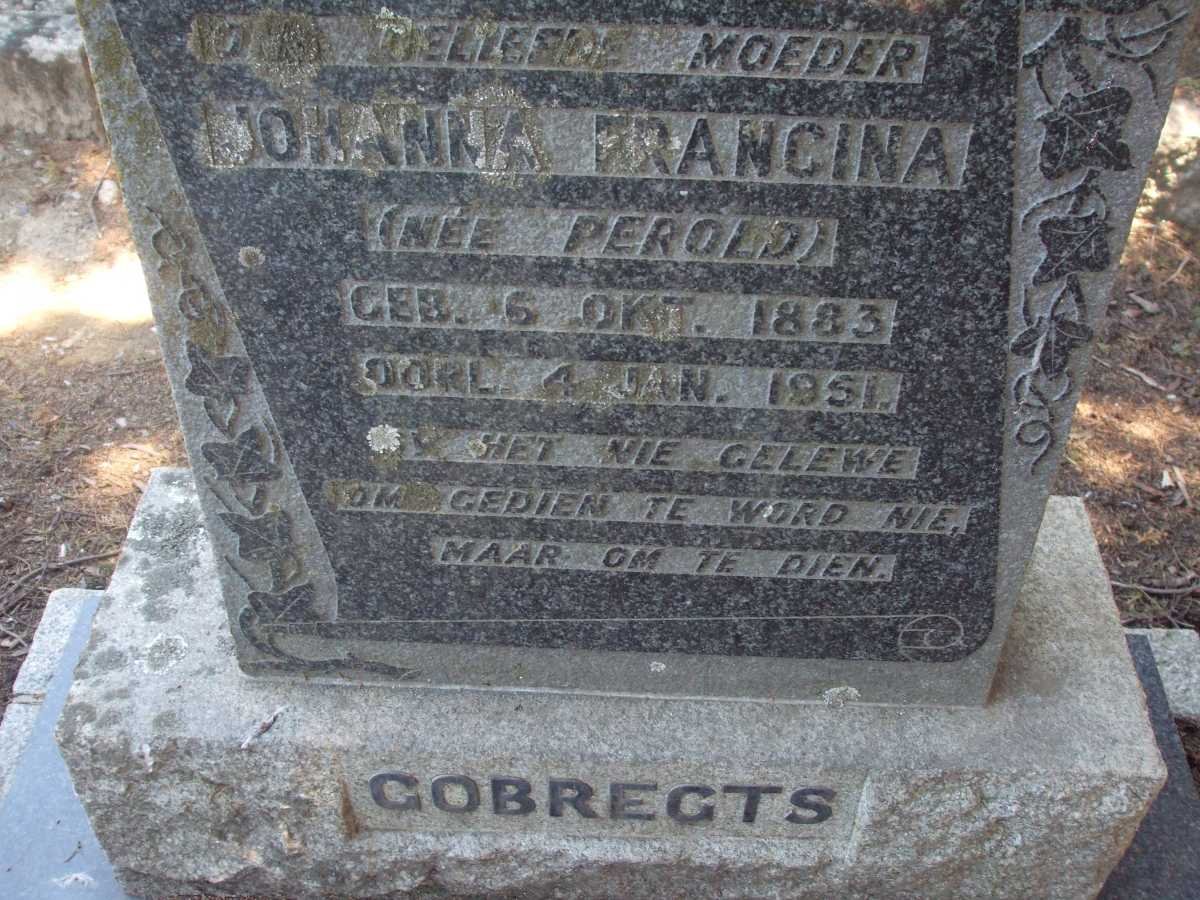 GOBREGTS Johanna Francina nee PEROLD 1883-1951