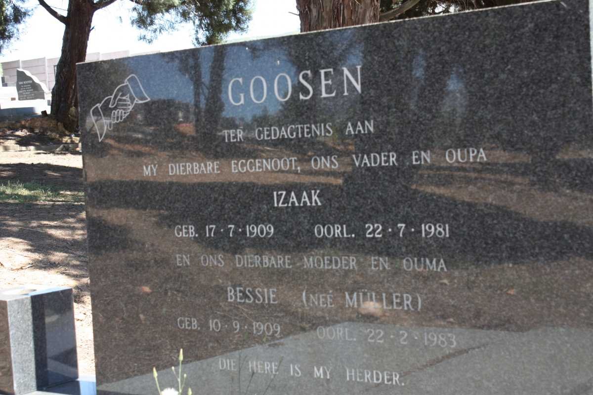 GOOSEN Izaak 1909-1981 &amp; Bessie MULLER 1909-1983