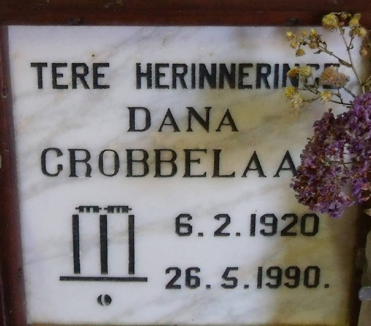 GROBBELAAR Dana 1920-1990