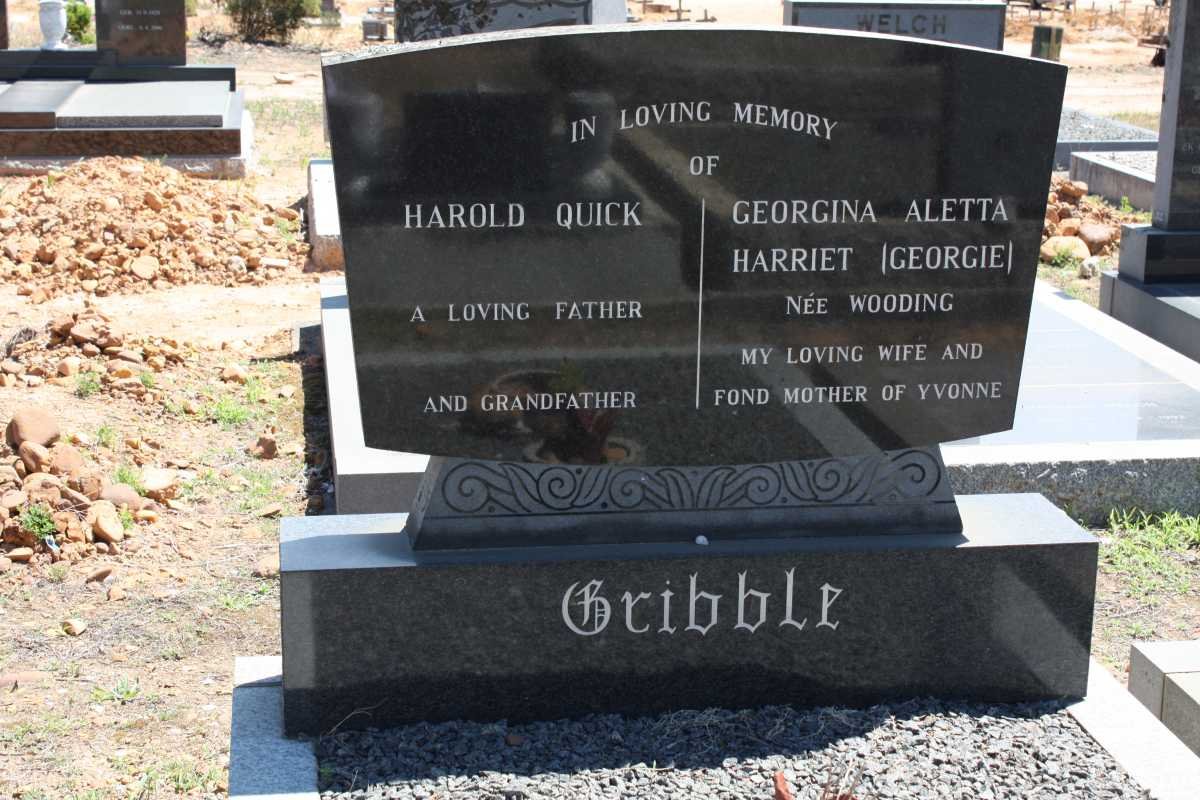 GRIBBLE Harold Quick &amp; Georgina Aletta Harriet WOODING