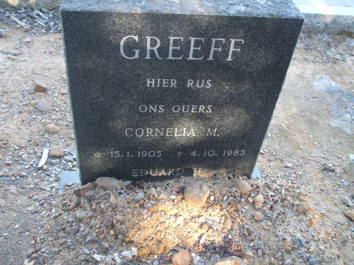 GREEFF Eduard H. ? &amp; Cornelia M. 1905-1985