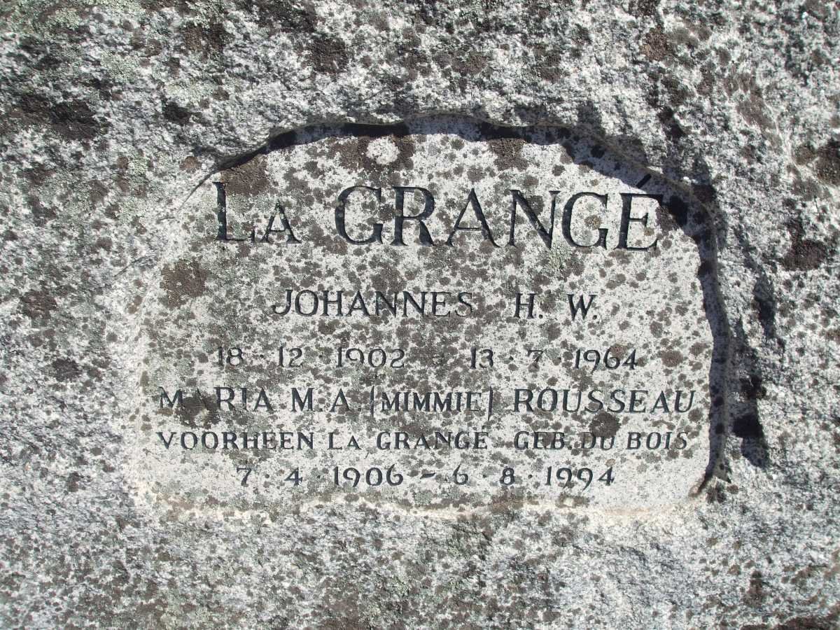 GRANGE Johannes H.W., la 1902-1964  &amp; Maria M.A. ROUSSEAU nee DU BOIS 1906-1994