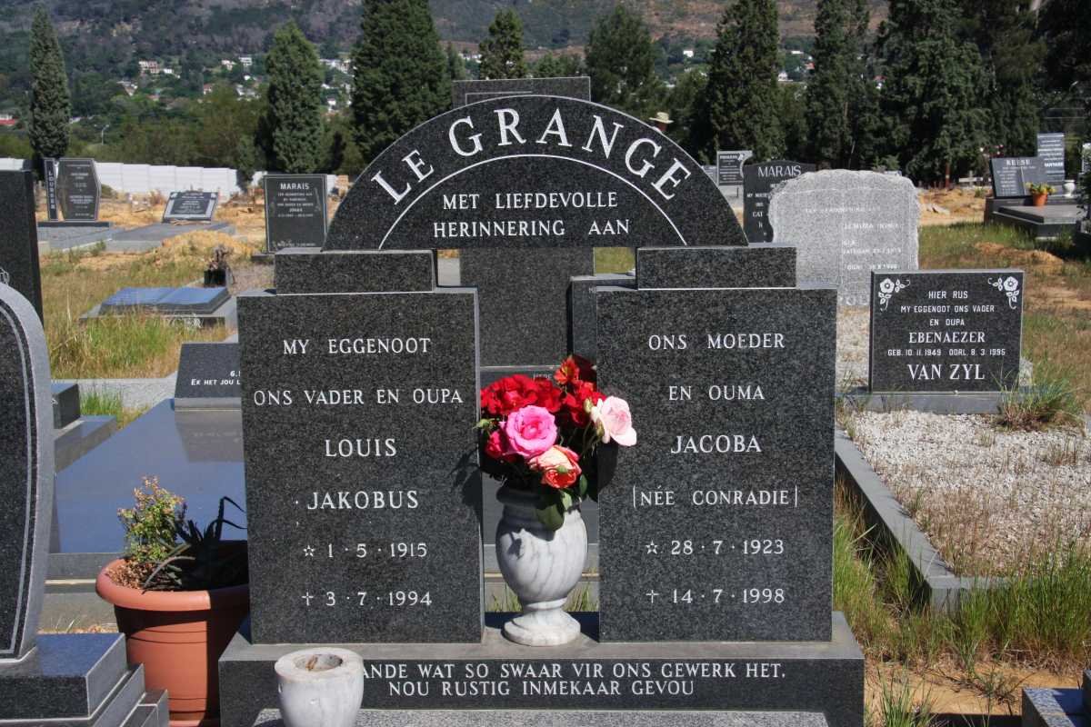 GRANGE Louis Jakobus, le 1915-1994 &amp; Jacoba CONRADIE 1923-1998