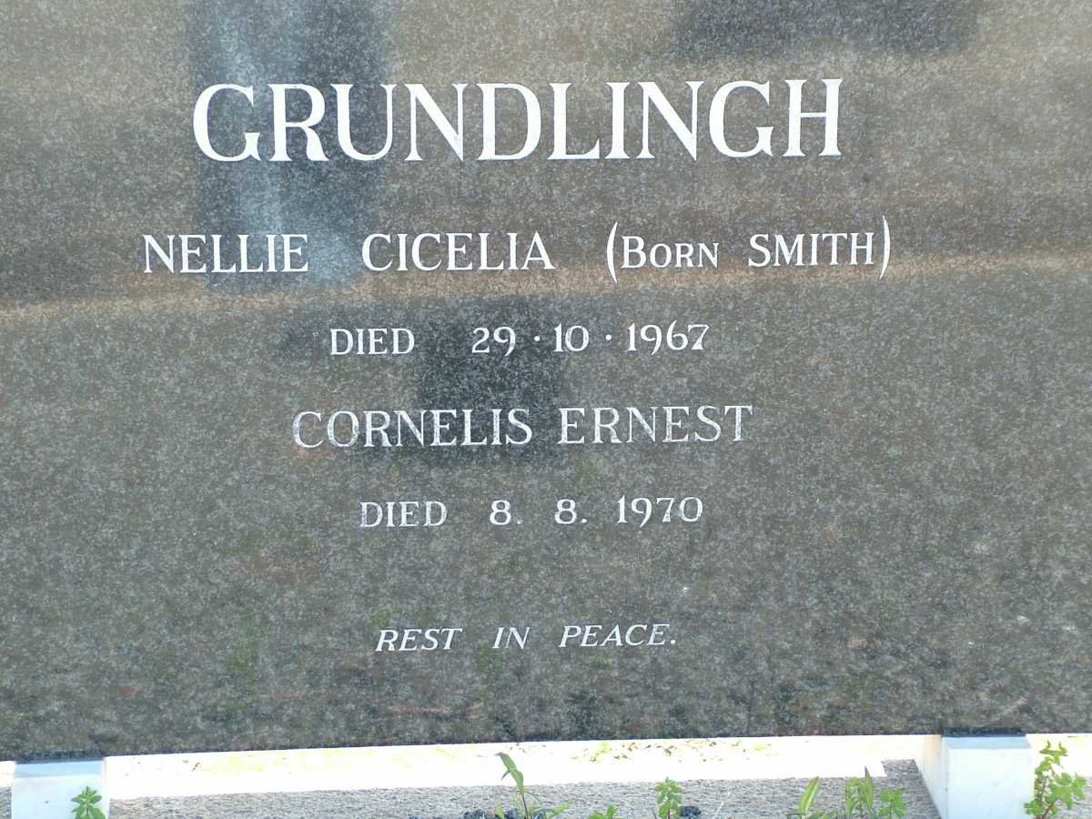 GRUNDLINGH Cornelis Ernest -1970 &amp; Nellie Cicelia SMITH -1967