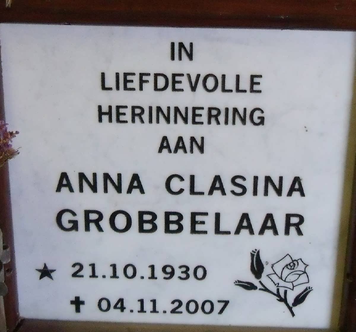 GROBBELAAR Anna Clasina 1930-2007