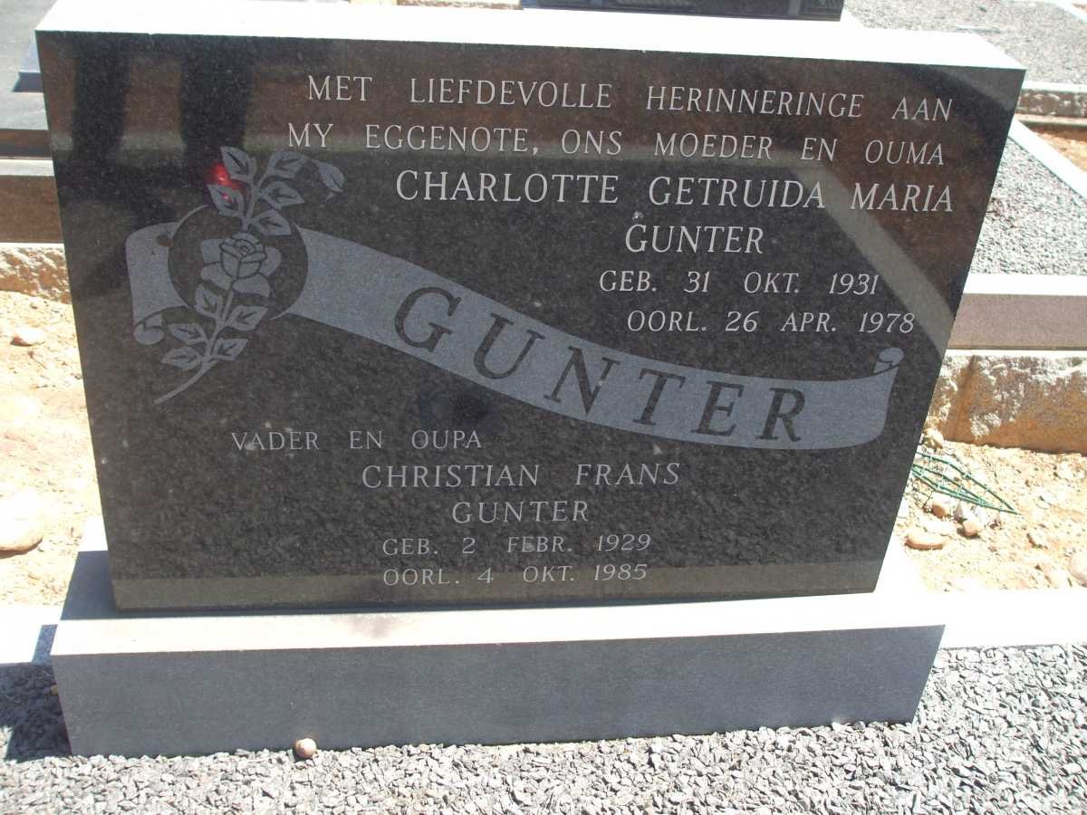 GUNTER Christian Frans 1929-1985 &amp; Charlotte Gertruida Maria 1931-1978  