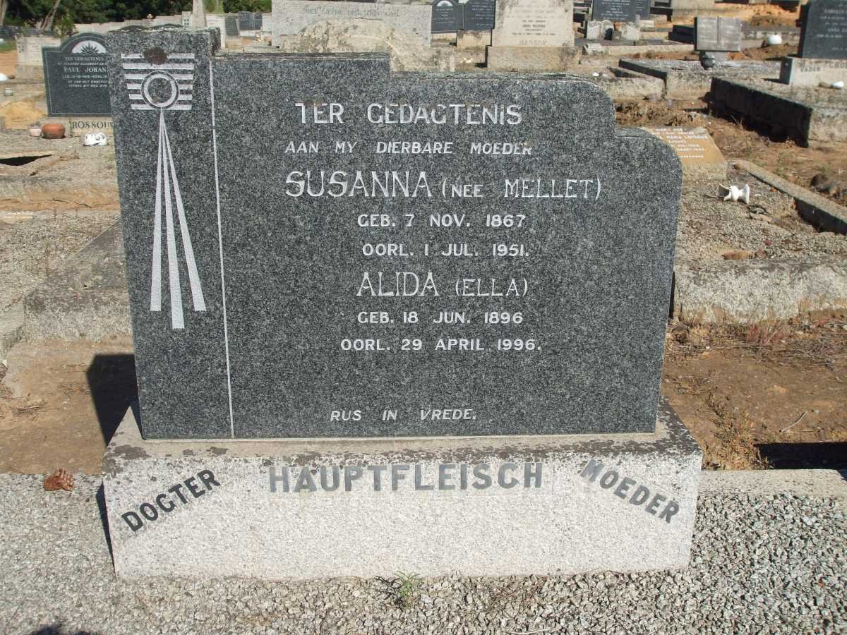 HAUPTFLEISCH Alida 1896-1996 :: Susanna nee MELLET 1867-1951