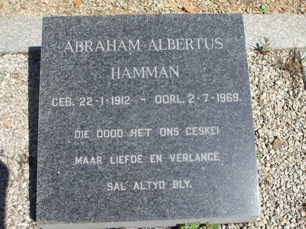 HAMMAN Abraham Albertus 1912-1969