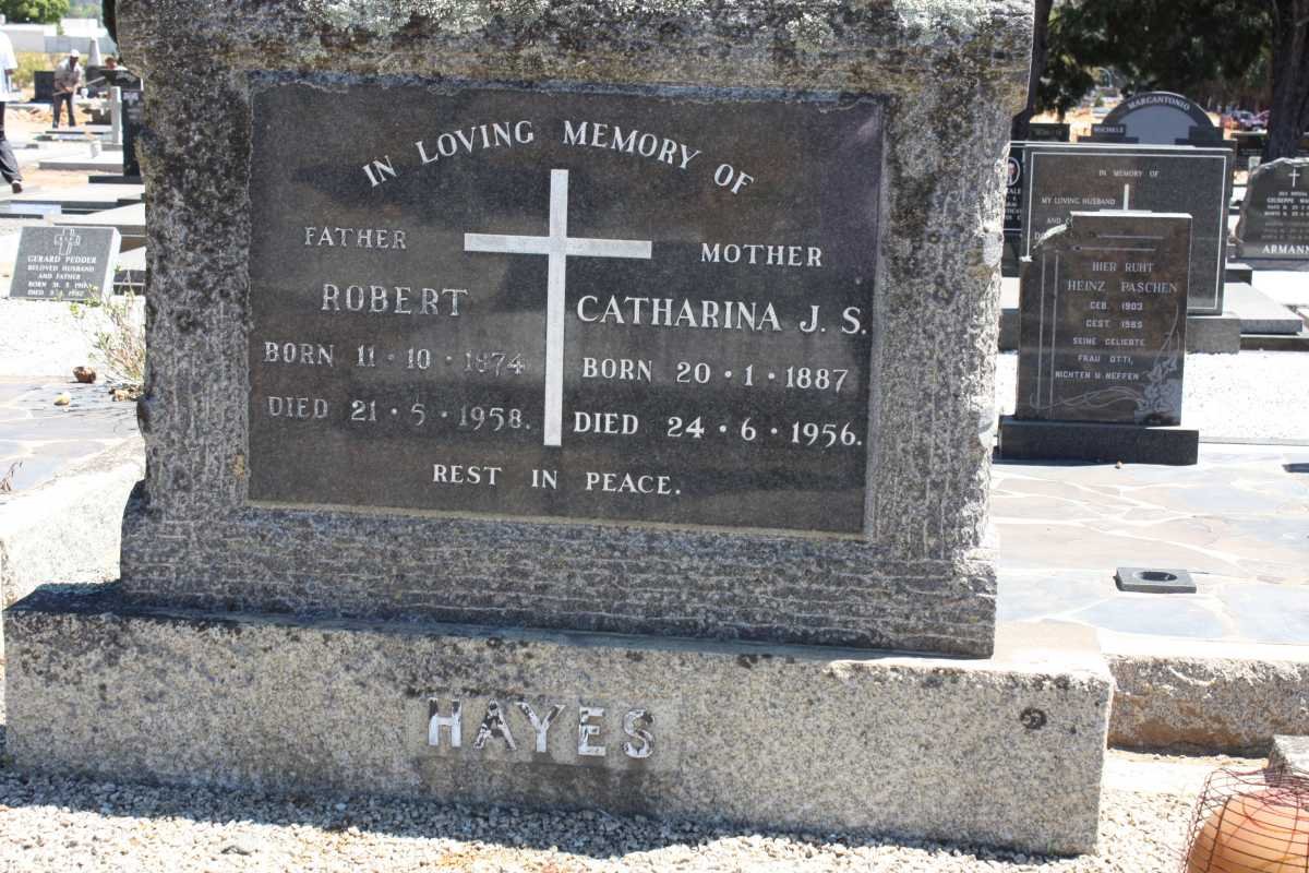 HAYES Robert 1874-1958 &amp; Catharina J.S. 1887-1956