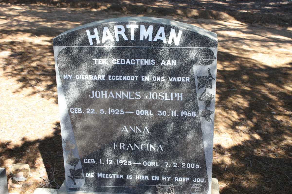 HARTMAN Johannes Joseph 1925-1968 &amp; Anna Francina 1925-2006