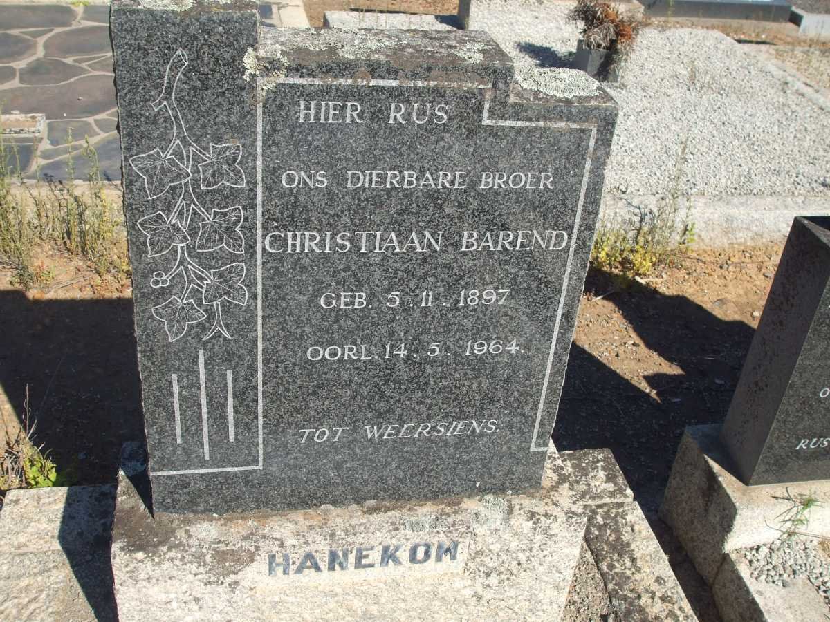 HANEKOM Christiaan Barend 1897-1964 