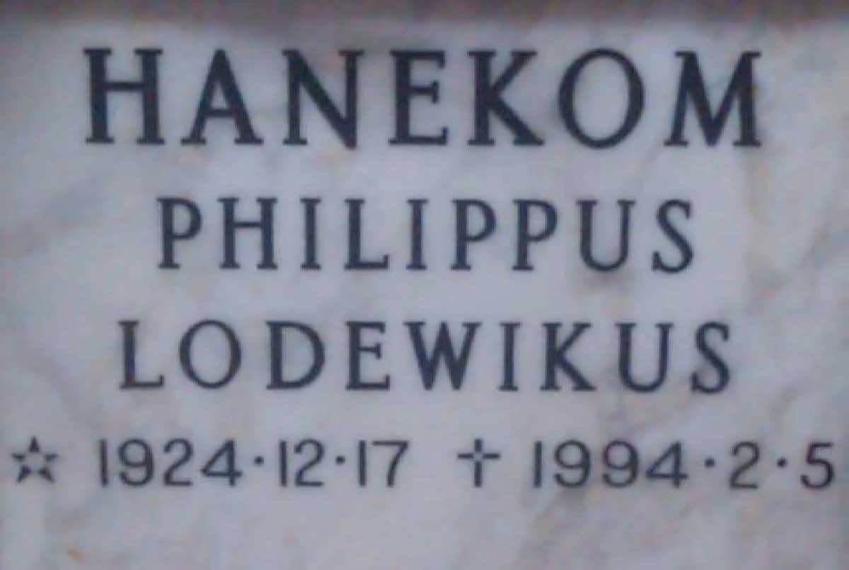 HANEKOM Philippus Lodewikus 1924-1994