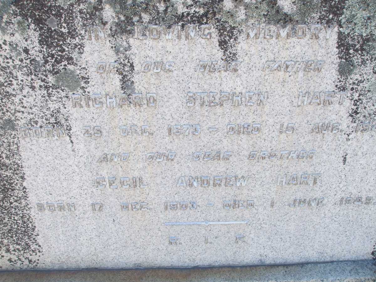 HART Richard Stephen 1873-1945 :: HART Cecil Andrew 1903-1949