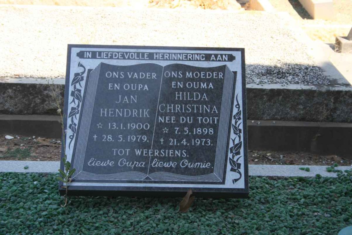 HARMSE Jan Hendrik 1900-1979 &amp; Hilda Christina DU TOIT 1898-1973