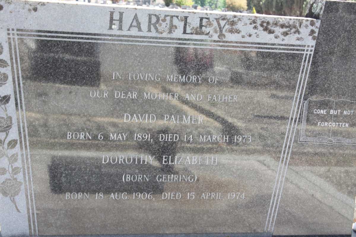 HARTLEY David Palmer 1891-1973 &amp; Dorothy Elizabeth GEHRING 1906-1974