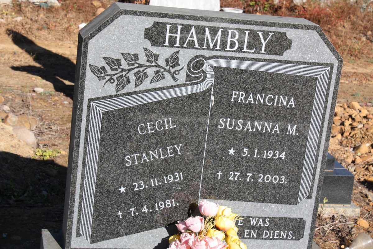 HAMBLY Cecil Stanley 1931-1981 &amp; Francina Susanna W. 1934-2003 :: HAMBLY Andrew Cecil 1956-2008