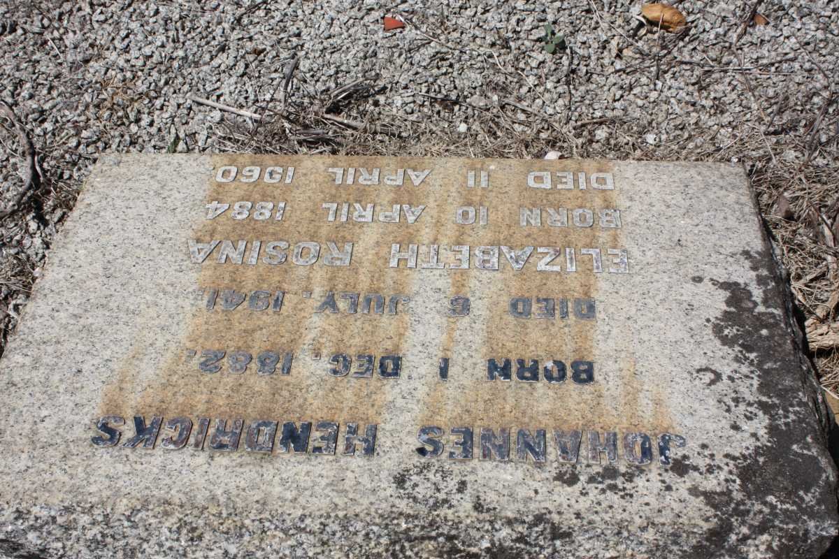 HENDRICKS Johannes 1882-1941 &amp; Elizabeth Rosina 1884-1960