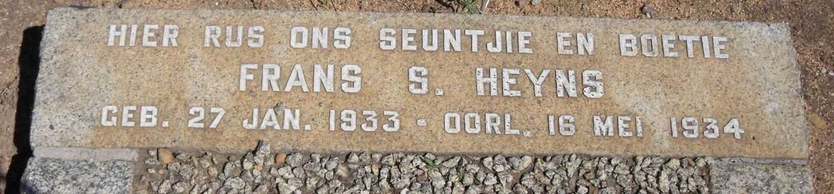 HEYNS Frans S. 1933-1934